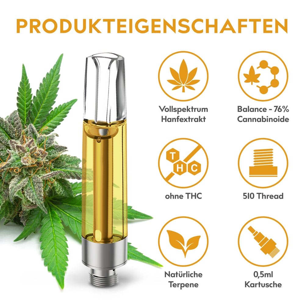 eos Extraktkartusche Balance 76% CBD, Produkteigenschaften