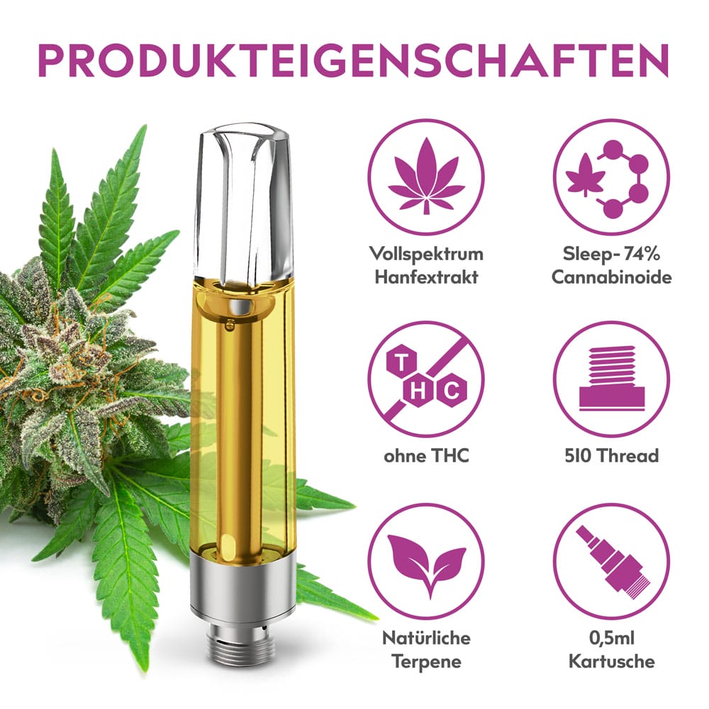 eos Extraktkartusche Sleep 74% CBD, Produkteigenschaften