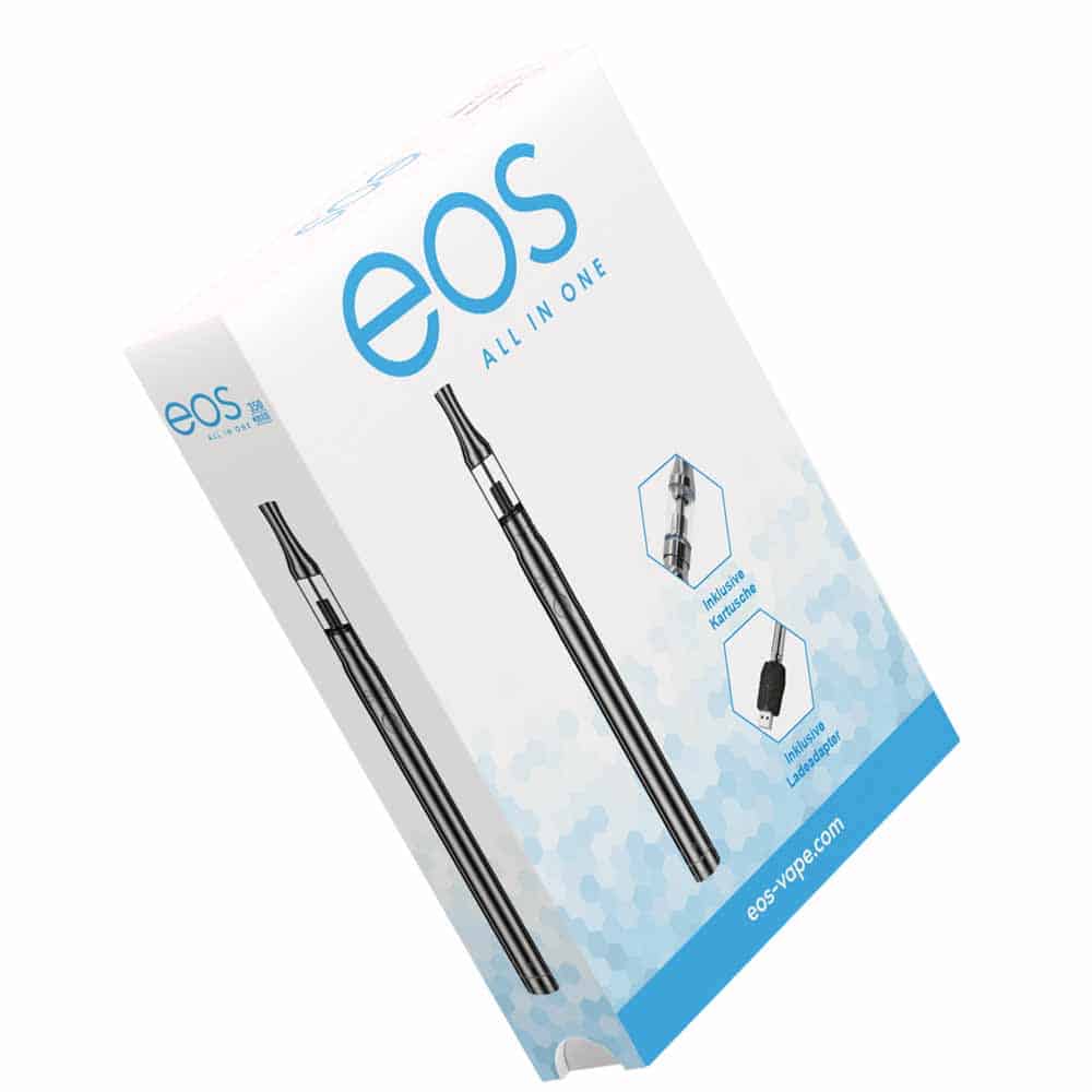 eos Vape Pen 350 - Chrom, Frontansicht Verpackung lins schräg